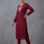 Maroon embroidered rayon kurta set