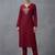 Maroon embroidered rayon kurta set