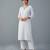 White embroidered rayon kurta set