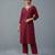 Maroon embroidered rayon kurta set