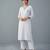 White embroidered rayon kurta set
