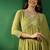 Olive green georgette embroidered kurta pant dupatta set