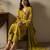 Mustard green chanderi silk blend embroidered kurta pant dupatta set
