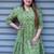 green leopard handblock printed below knee dress