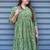 green leopard handblock printed below knee dress