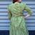 green leopard handblock printed below knee dress