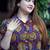 red kalamkari open collar mid-length dress