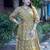 yellow kalamkari open collar mid-length dress