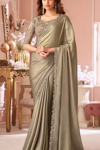 Golden Silk Stylish Embellished Saree With Embroidered Blouse