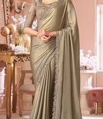 Golden Silk Stylish Embellished Saree With Embroidered Blouse