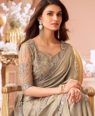 Golden Silk Stylish Embellished Saree With Embroidered Blouse 2