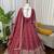 Onion pink chanderi silk thread with sequin anarkali suit