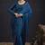 Blue sequin embroidered work two tone satin silk saree