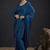 Blue sequin embroidered work two tone satin silk saree