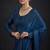 Blue sequin embroidered work two tone satin silk saree