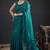 Turquoise sequin embroidered work two tone satin silk saree
