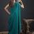 Turquoise sequin embroidered work two tone satin silk saree