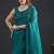 Turquoise sequin embroidered work two tone satin silk saree