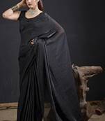 Black sequin embroidered work two tone satin silk saree