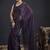 Purple sequin embroidered work two tone satin silk saree