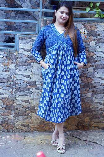  indigo mid-length dress