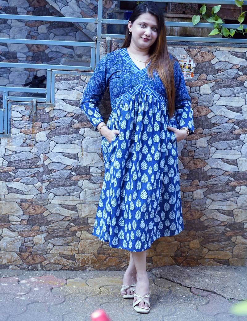  indigo mid-length dress