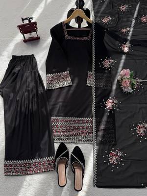 Black crepe thread with sequin  palazzo suit 5