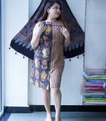 black kalamkari handblock printed knee length dress