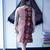 red kalamkari handblock printed knee length dress