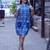 indigo handblock printed knee length dress