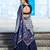 Blue Vichitra Silk Thread Work Lehenga with Scalloped Border Dupatta