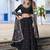 Black Vichitra Silk Thread Work Lehenga with Scalloped Border Dupatta