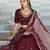 Wine Red Vichitra Silk Thread Work Lehenga with Scalloped Border Dupatta