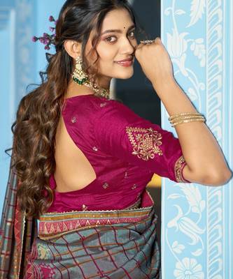 Women Vichitra Silk Sequins & Thread Work Embroidered Lehenga Choli 3