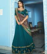 Women Vichitra Silk Sequins & Thread Work Embroidered Lehenga Choli