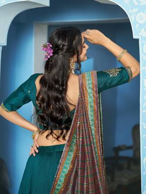 Women Vichitra Silk Sequins & Thread Work Embroidered Lehenga Choli 3