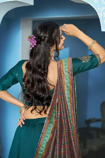 Women Vichitra Silk Sequins & Thread Work Embroidered Lehenga Choli