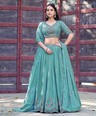 Georgette Sequins and Resham Work Lehenga Choli Set for Wedding & Festivals 1