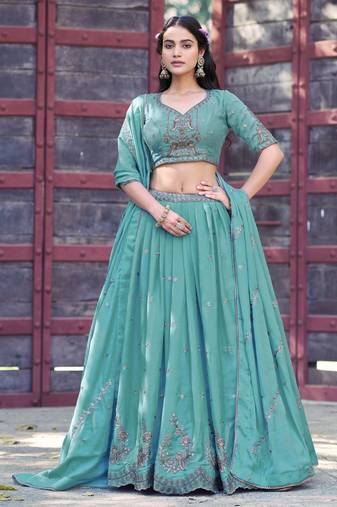 Georgette Sequins and Resham Work Lehenga Choli Set for Wedding & Festivals