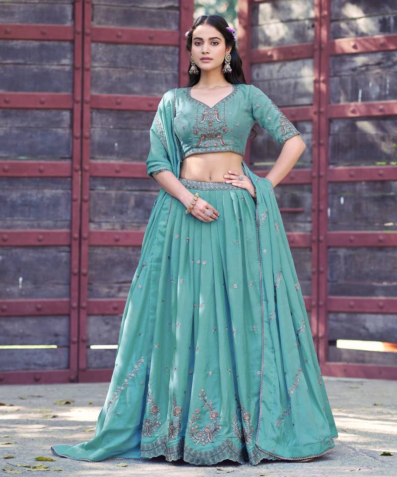 Georgette Sequins and Resham Work Lehenga Choli Set for Wedding & Festivals