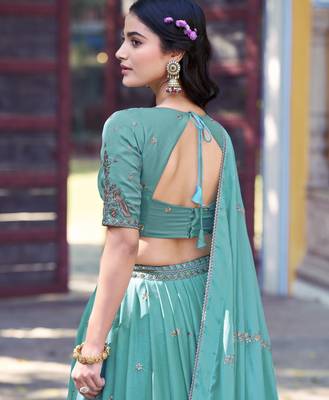 Georgette Sequins and Resham Work Lehenga Choli Set for Wedding & Festivals 3