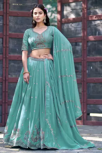Georgette Sequins and Resham Work Lehenga Choli Set for Wedding & Festivals