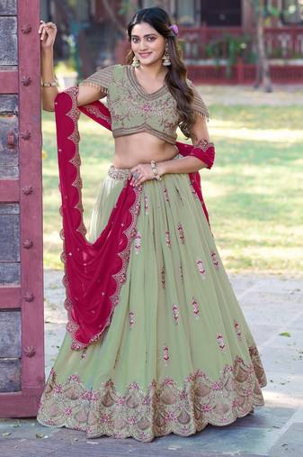 Georgette Sequins and Resham Work Lehenga Choli Set for Wedding & Festivals