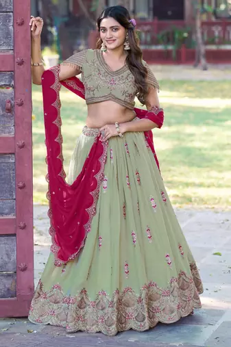 Georgette Sequins and Resham Work Lehenga Choli Set for Wedding & Festivals