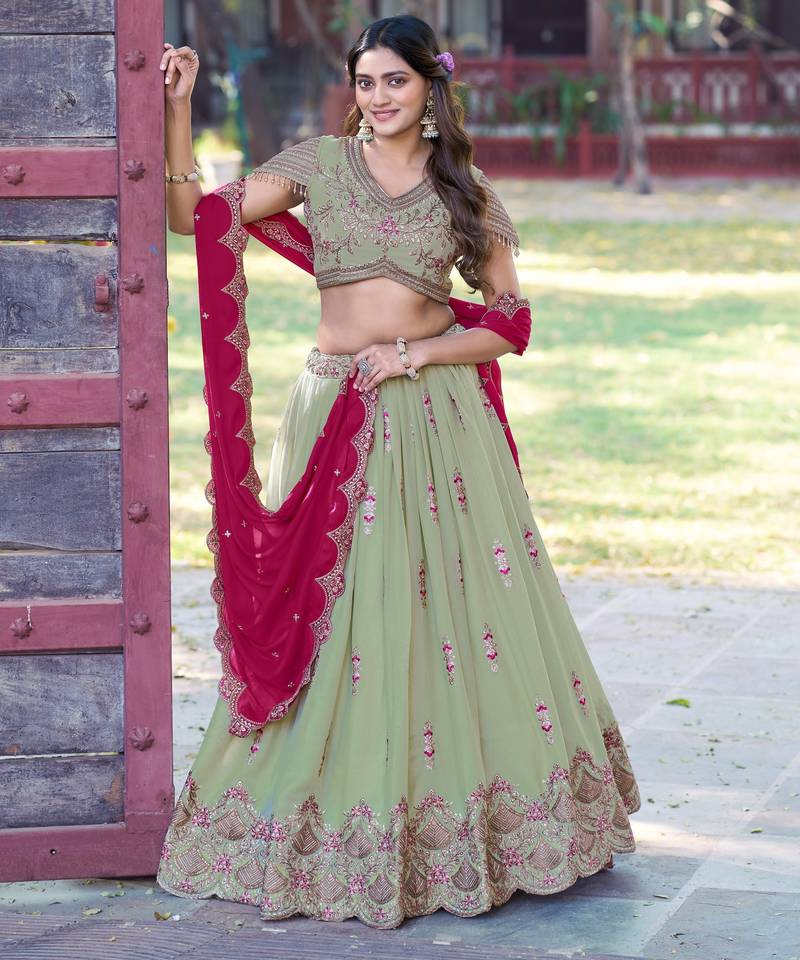 Georgette Sequins and Resham Work Lehenga Choli Set for Wedding & Festivals