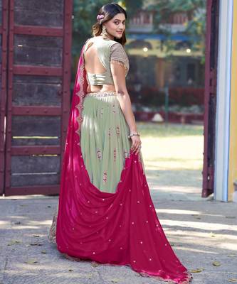 Georgette Sequins and Resham Work Lehenga Choli Set for Wedding & Festivals 3