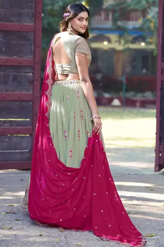 Georgette Sequins and Resham Work Lehenga Choli Set for Wedding & Festivals