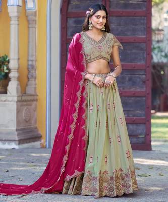 Georgette Sequins and Resham Work Lehenga Choli Set for Wedding & Festivals 4