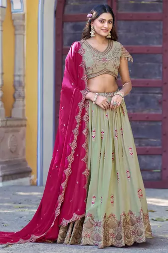 Georgette Sequins and Resham Work Lehenga Choli Set for Wedding & Festivals