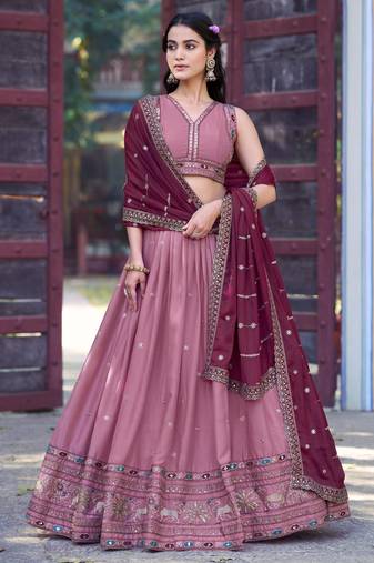 Georgette Sequins and Resham Work Lehenga Choli Set for Wedding & Festivals
